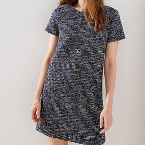 LOFT Rainbow Boucle Navy Shift Dress